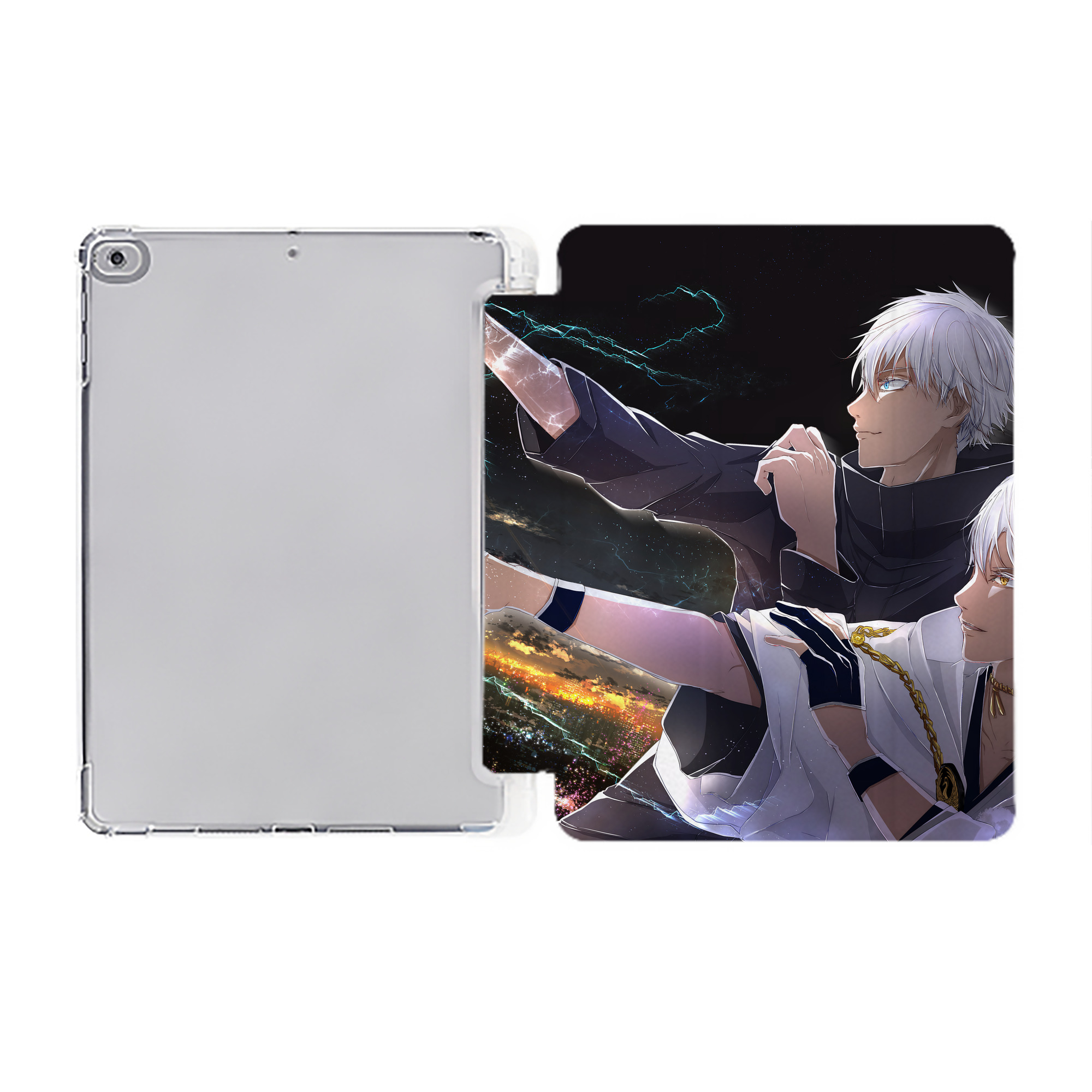 （画像用） 呪術廻戦 Jujutsu Kaisen IPad ケース ペン収納付き 三つ折りスタンド PUレザー×シリコン 対応機種9.5/10.5/10.9インチ